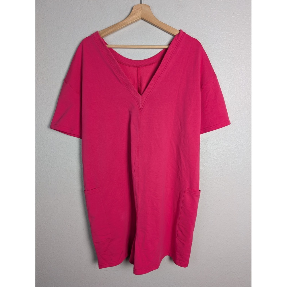 Hot Pink Short Sleeve T-Shirt romper Hot shot with Pockets Relaxed Fit Small - Picture 3 of 11
